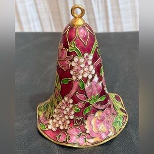 #Vintage Cloisonné 5” Floral Bell LTD EDITION Music Box Christmas song ornament